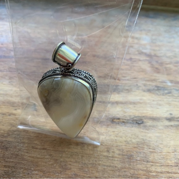 Orca Agate Large Gemstone Pendant in Sterling Silver Base - Picture 3 of 5